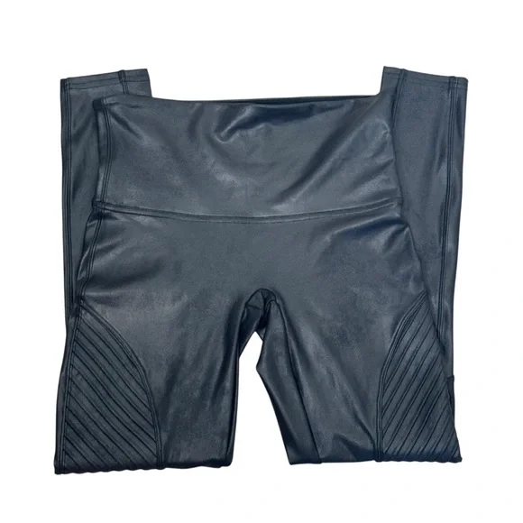 SPANX Faux Leather Moto High Waisted Leggings Slimming Pants Women's Size XL - Picture 8 of 16